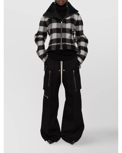 Rick Owens Black Wool Wide-Leg Cargo Trousers