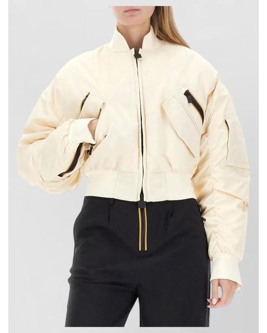 K-Way Blue Cropped Jacket High Collar Long Sleeves