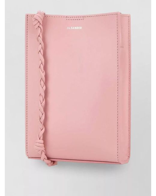 Jil Sander Pink Small Leather Tangle Shoulder Bag Rectangular