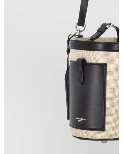 Dolce & Gabbana White Canvas And Leather Bucket Bag for men