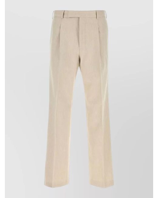 PT Torino Natural Cotton Blend Tailored Pleated Pants Belt Loops for men