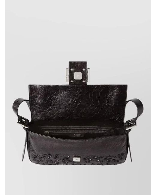 Fendi White Baguette Calf Leather Clutch Bag
