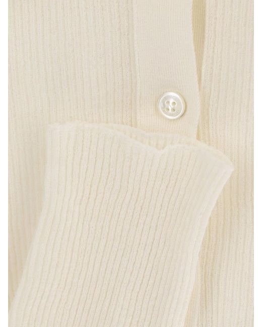 Moncler Natural Short-Sleeve Polo Top