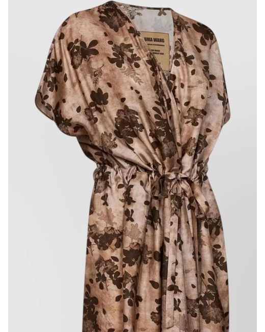 Uma Wang Natural Summer Beach Dress Ankle Length Print