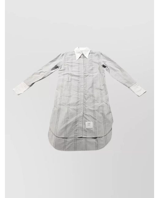 Thom Browne White Stripe Shirt Dress Knee Length Collar