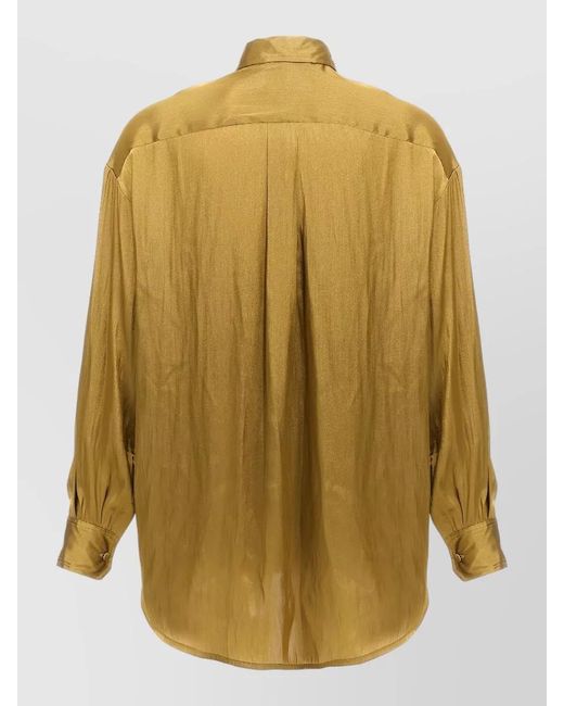 Nude Multicolor Satin Shirt Collared Neck Long Sleeves
