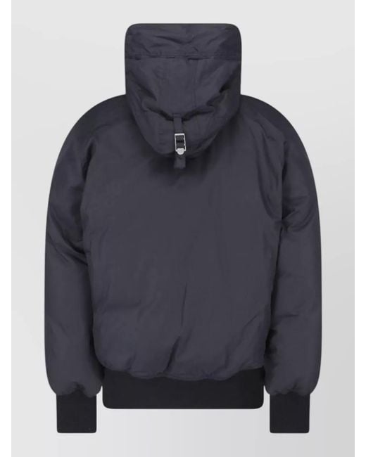 MM6 by Maison Margiela Blue Hooded Padded Coat Adjustable Hem Cuffs Pockets for men
