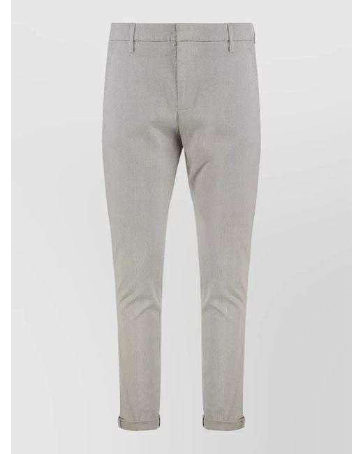 Dondup Gray Gaubert Tailored Trousers Herringbone Lyocell Blend for men