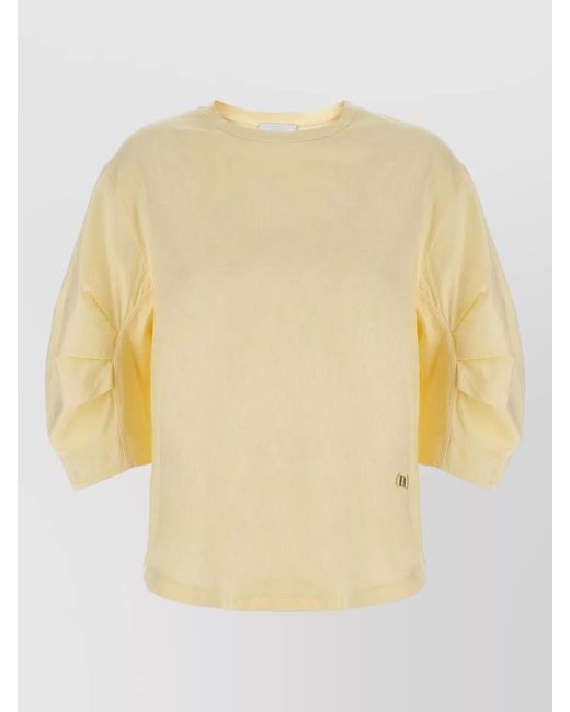 Nude Yellow Cotton T Shirt Relaxed Fit Round Neck
