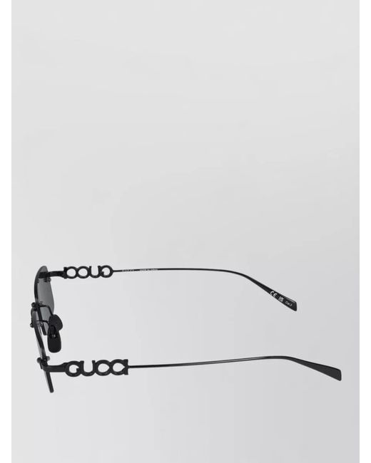 Gucci Gray Sunglasses Gg1808S 001 Metal Rectangle for men