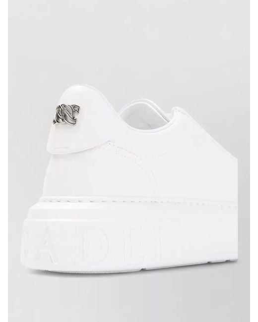 Casadei White Off Road Lace Up Leather Chain Sneakers