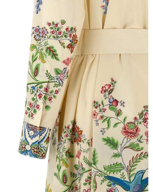 Etro White Printed Cotton Maxi Shirt Dress