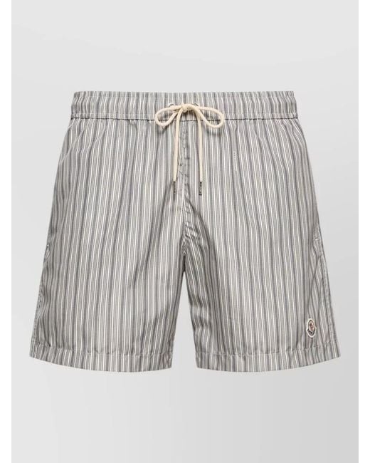 Moncler Gray Striped Swim Shorts Elastic Waistband Pockets for men
