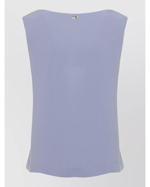 Herno Blue V Neckline Sleeveless Top Side Buttons