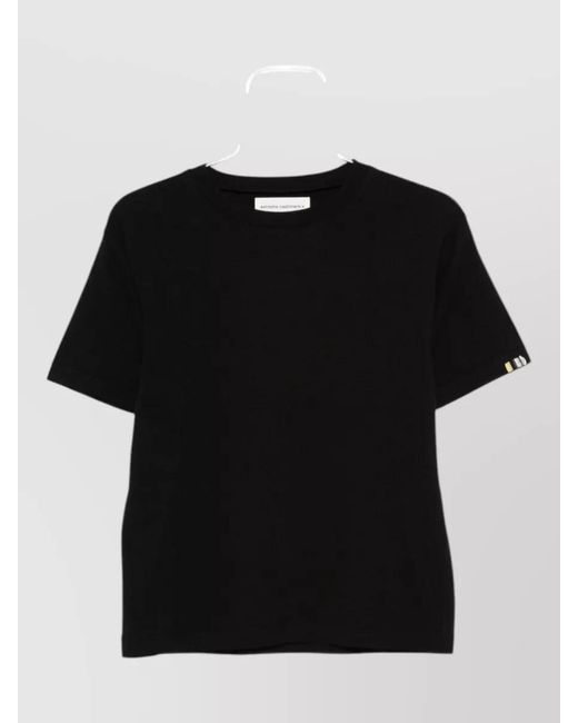 Extreme Cashmere Black Striped Short-Sleeve Cotton Cashmere T-Shirt