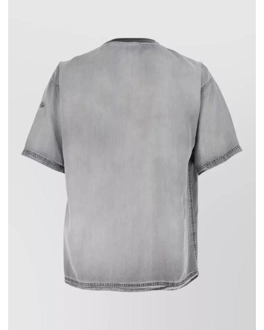 DIESEL Gray Ribbed Crew Neck Faded Effect T-Shirt for men