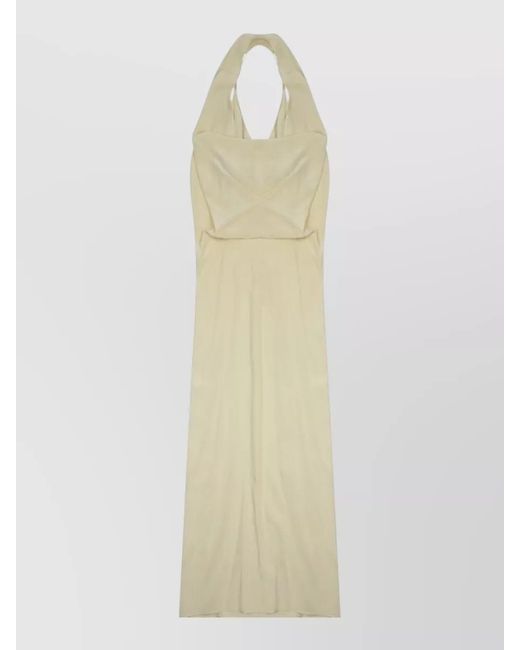 Alysi White Long Dress Halter Neck Backless Design