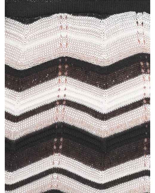 D.exterior White Chevron Knit Jumpsuit Lurex Drawstring Waist