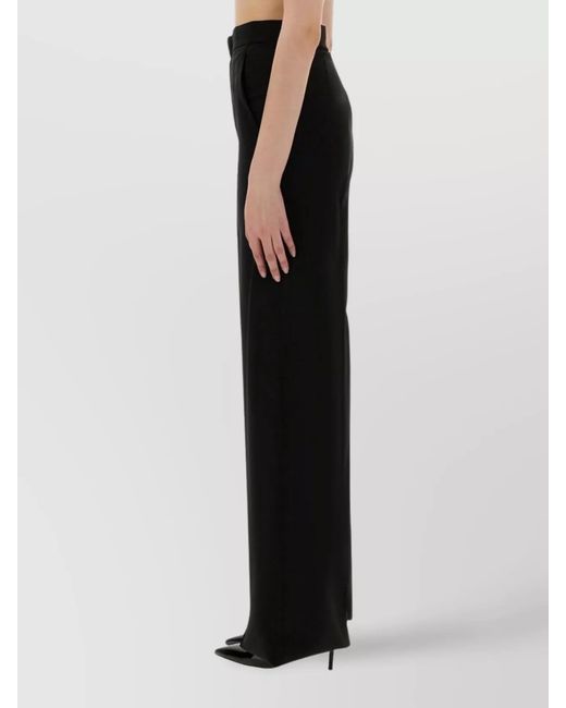 Max Mara Black Virgin Wool Wide-Leg Trousers
