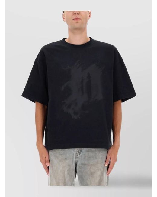 Purple Brand Black Graphic Relaxed Fit T-Shirt With Short Sleeves for men