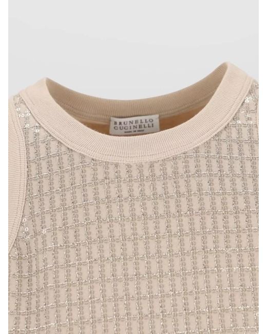 Brunello Cucinelli Natural Cotton Sleeveless Ribbed Tank Top
