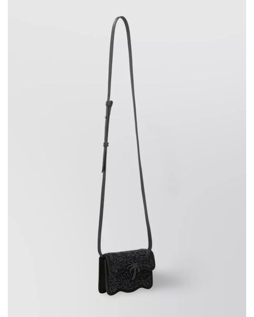 Palm Angels Black Palm Micro Leather Crystal-Embellished Crossbody Bag