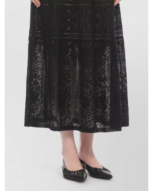 D.exterior Black Crochet Lace Halter Dress Sheer Design