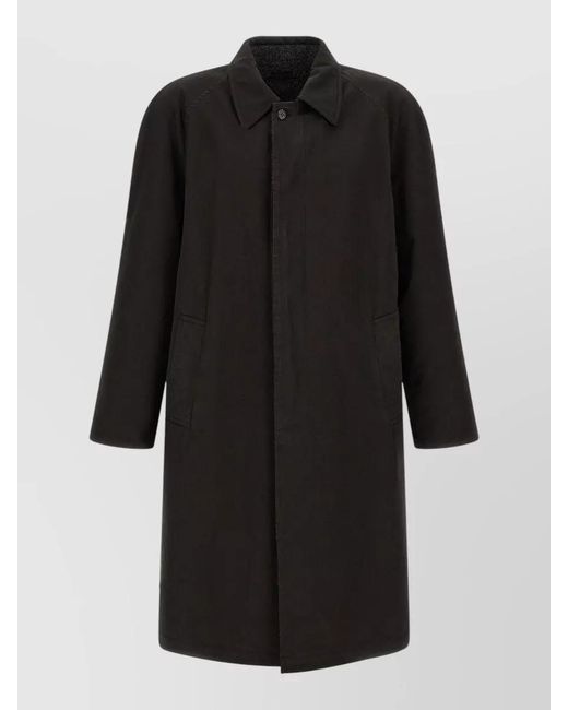 Prada Black Reversible Raglan Coat Relaxed Straight Cut for men