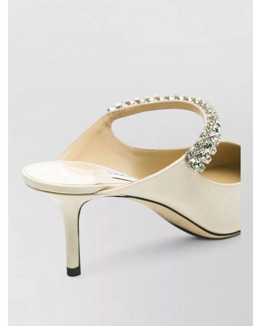 Jimmy Choo White Lace Mules Crystal Detail Open Back Stilettos
