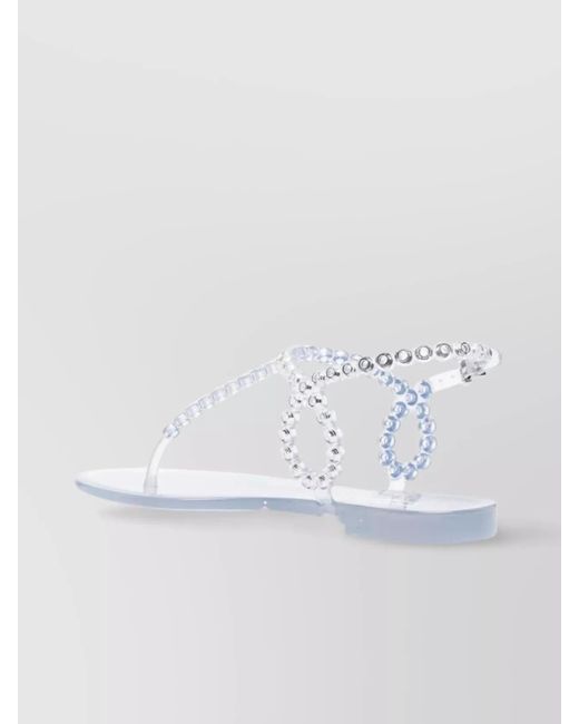Aquazzura White Crystal Jelly Flat Sandals Almost Bare