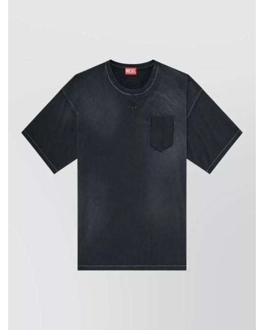 DIESEL Black Short Sleeve Shirt Chest Pocket Crew Neck for men