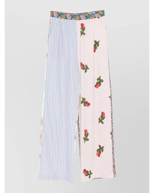 Moschino White Wide Leg Trousers Color Block Stripes