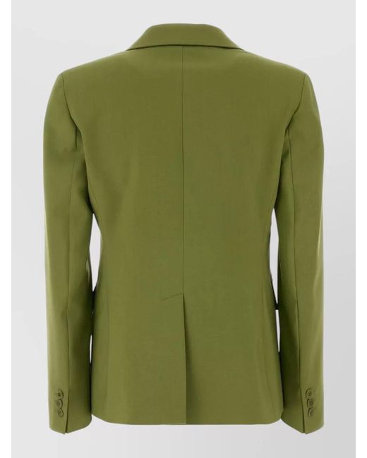 Weekend by Maxmara Green Wool Lamine Blazer Tailored Fit Design
