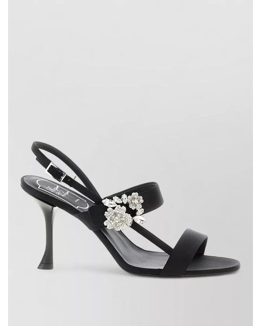 Roger Vivier Black Mini Bouquet Slingback Sandals Open Toe