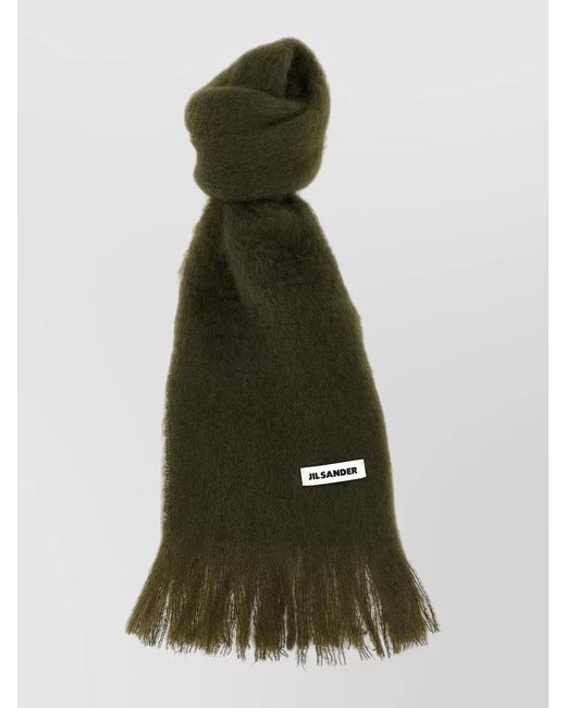 Jil Sander Green Mohair Wool Scarf