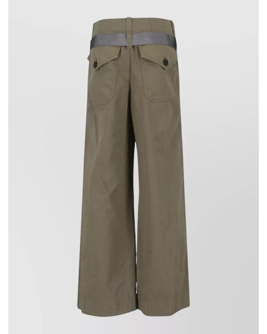 Seafarer Green Wide Leg Pants Belt Loops Pockets