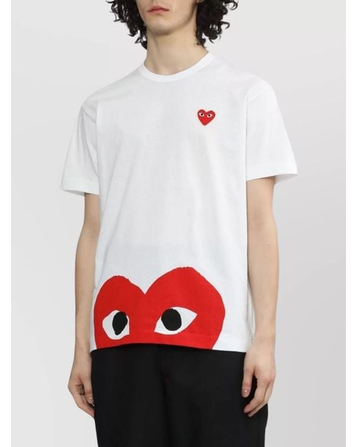 Comme des Garçons White Cotton T Shirt Crew Neck Heart