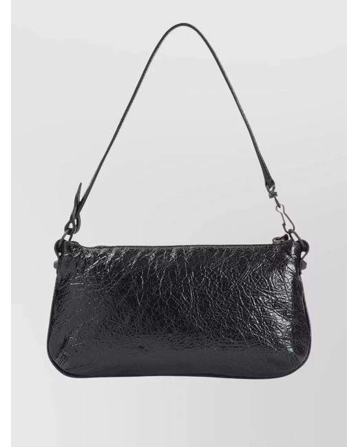Balenciaga Black Wallet Cardholder Strap Metal Studs Texture