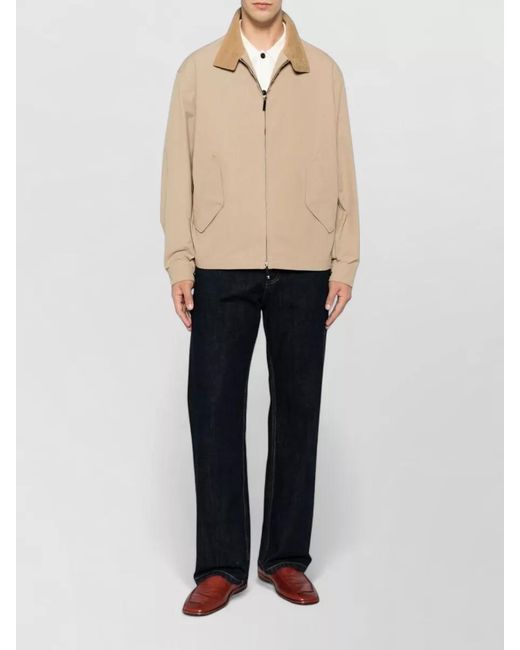 Emporio Armani Natural Nylon Bomber Jacket Corduroy Collar Cuffs for men