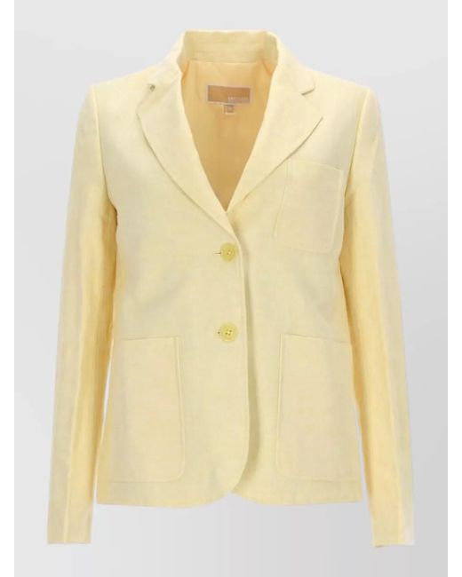 Michael Kors Yellow Single Breasted Jacket Long Sleeves Lapel