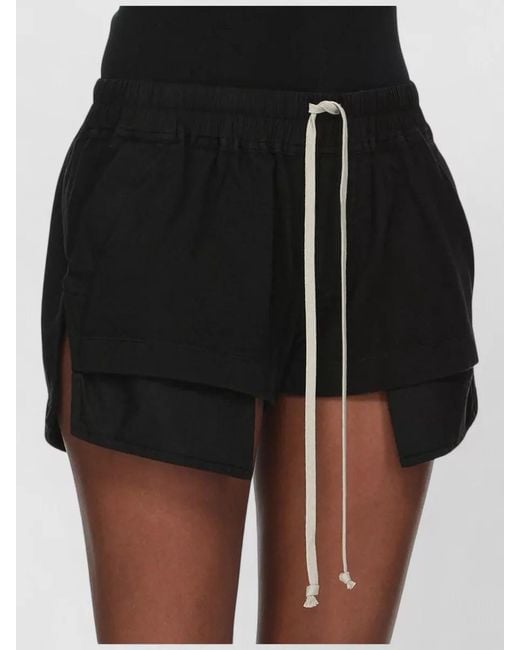 Rick Owens Black Cotton Asymmetric Boxer Shorts
