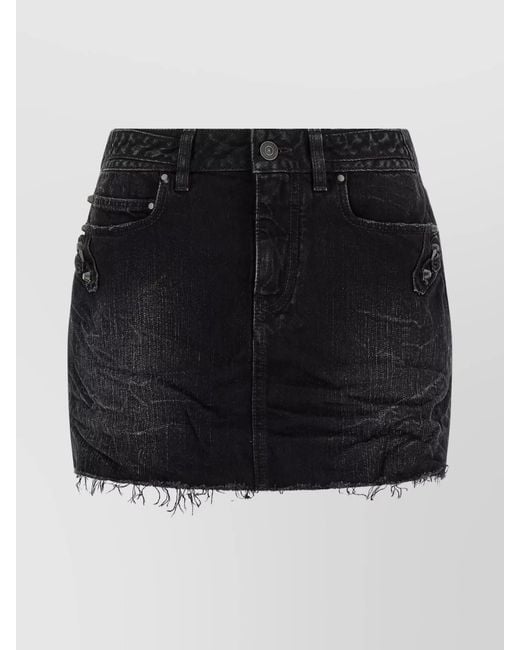 Balenciaga Black Denim Mid-Rise Mini Skirt