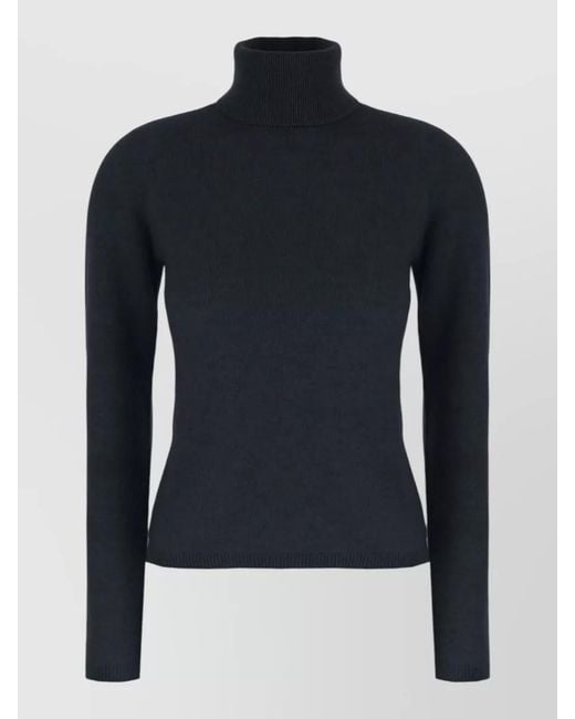 Vanisé Blue Cashmere Turtleneck Sweater Long Sleeves