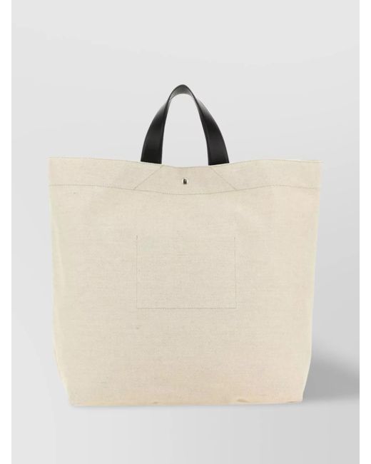 Jil Sander Natural Market Tote Canvas Shoulder Bag