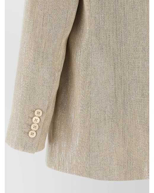 Peserico Natural Blazer Metallic Thread Notched Lapel Buttons