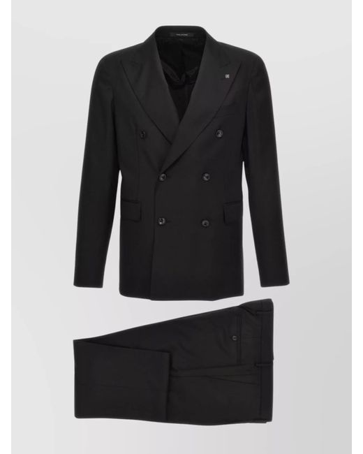 Tagliatore Black Wool Double-Breasted Suit for men