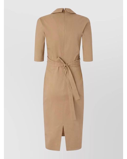 Pinko Natural Wrap Midi Dress V Neckline Waist Tie