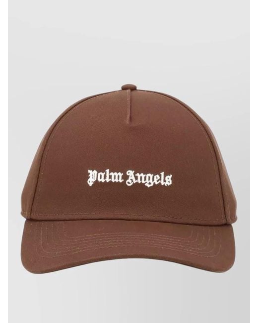 Palm Angels Brown Logo Baseball Hat Curved Brim Design for men