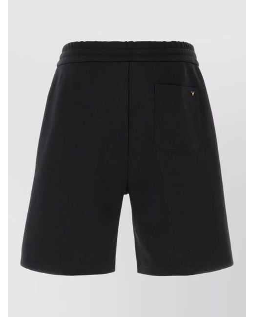 Valentino Garavani Black Jersey Bermuda Shorts Elastic Waistband Back Pocket for men