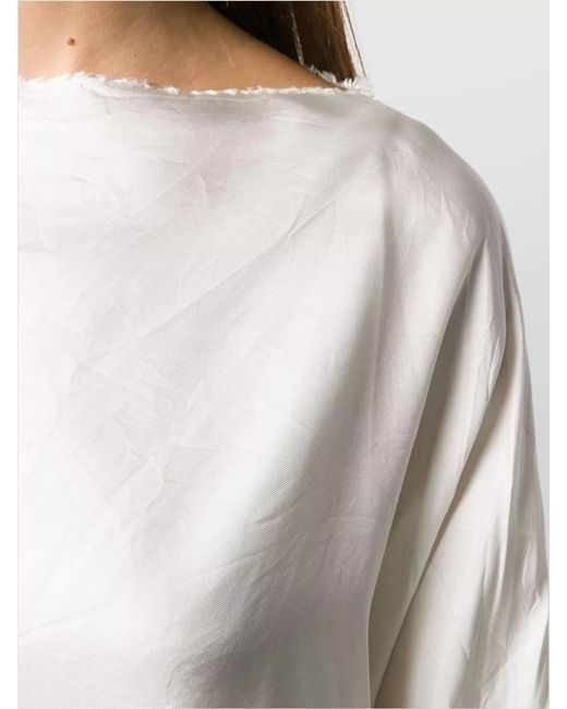Daniela Gregis White Lightweight Long Sleeve Blouse With Boat Neck